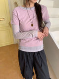 Sarun Color Layered Basic Round Short Sleeve Tee
