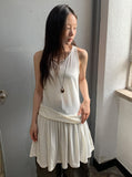 [BAONHAUS] Pollini Shirring Layered Sleeveless Mini One Piece
