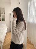 Shuji Flower Waffle Henley Neck Long Sleeve Tee