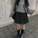 Litu Black Blue Pleats Skirt