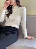 Ets Mink Brushed Openwork Frill Turtleneck Knit