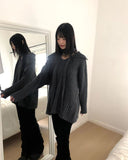 [Belt + Knit SET] Liha Open Collar Waistband Two-Way V-Neck Long Knit