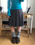 Lahae Pleated Check Midi Skirt
