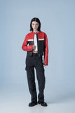 Lambskin cropped biker jacket