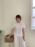 Harletter Star Embroidered Crop Short Sleeve Tee