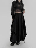 Poe wrap unbalanced long skirt