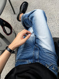 Sand brush wide denim pants