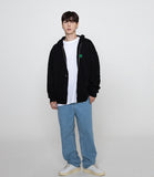Clover smile embroidery hooded zip-up