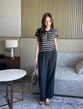 Seden Stripe Half-Button Collar Cool Knit