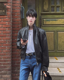 Paod crop cut leather jacket