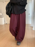Chop-pit pin-tuck balloon wide banding pants