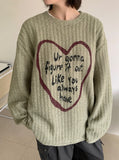 [unisex] Poneki heart printing mesh over knit tee
