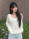 Lemin Summer Rib Round Loose Fit Long Sleeve Cardigan