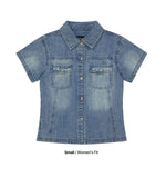 DENIM STUD HALF SHIRT