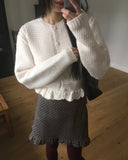 Benson waffle frill knit cardigan