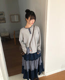 Mion Stripe Color Matching Point Long Sleeve T-shirt