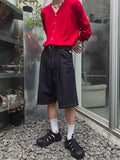 Teddy raw one tuck Bermuda denim