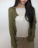 Fan-on Pendant Round Knit Crop Cardigan