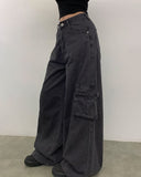 Messy Pocket Cargo Slit Wide Pants