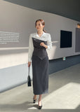 Rona H-line Slit Long Skirt (Belt set)