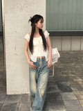 Nuhi Vintage Washing Back Pocket Denim Pants