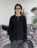 Leto Waffle Henley Neck Ringer Tee
