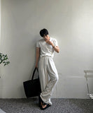 Ice Tencel V-neck Short Sleeve Knit