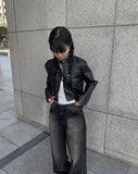 Doble washing denim wide pants