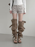 1203 Multiway Buckle Thigh-High Flip-flop Boots