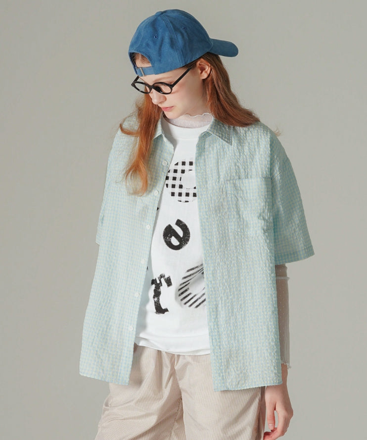 【WV PROJECT】★男女兼用★25SS HORIZEON OVERFIT CHECK SHIRT O. WV PROJECT(ダブリューブイプロジェクト) シャツ(メンズ