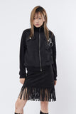 Chest pocket 2-way zip-up knit jacket