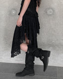 Sourcing Linen Buckle Middle Boots