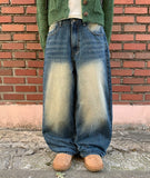 Sancony washing wide brushed denim pants