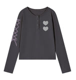 DOLLS - M Henley Neck Long Sleeve T-Shirt