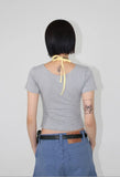 OVERLAP HALTER TEE