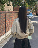 Puzzing Color Matching Check Pattern Collar Cotton Long Sleeve Jacket