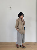 [unisex] Pweep Vintage Stripe Over Linen Shirt