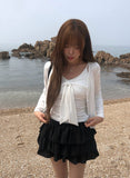 Dou Lace Tiered Banding Mini Skirt