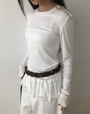 Ruer Frill Long Sleeve Layered T-Shirt