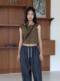 Kuten Vintage Frill Off-Shoulder Sleeveless Blouse