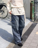 Keple Bijo Cargo Pocket Wide Denim Pants
