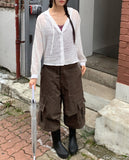 Bucker Gauze Linen Hood Long Sleeve Shirt
