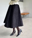 Tiamang Rose Jacquard Banding Flare Skirt