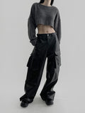 Dooy Wide Leather Cargo Pants