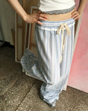 Niku Stripe Frill Banding Wide Pants