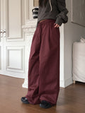 Peubit two-pin tuck banding cotton long wide pants