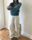 Moles Fluffy Fleece Wide Cargo Pocket Pants