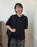 [Unisex] Monmock Cable Collar Over Short Sleeve Knit