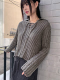 [MADE] Foundy Wool Ribbon Strap Collar Ribbed Long Sleeve Knit