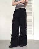 Hilpa Silver Point Nylon Pintuck Wide Two-Way Pants